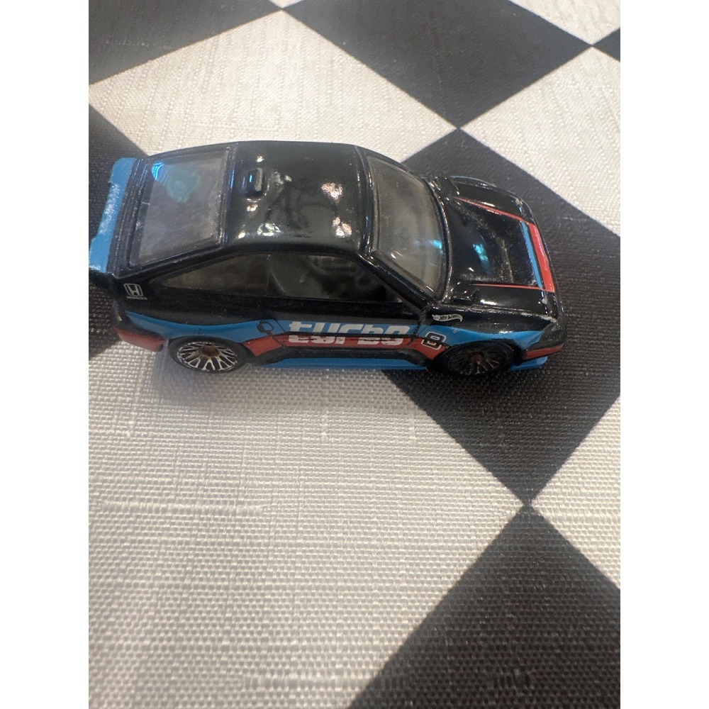 Hot Wheels 1985 Honda CR-X Turbo Black Blue Red Diecast Car 1:64 Mattel 2015